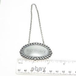 Étiquette pour bouteille de cognac en argent sterling 925 style Art Déco antique