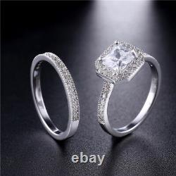 Femmes 1.8 Ctw Princess Cut 925 Sterling Silver Cz Wedding Engagement Ring Set