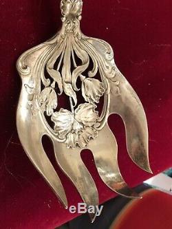 Fourche À Serviette Art Nouveau Argent Antique En Argent Gorham Whiting Lily