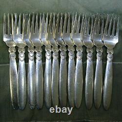 Georg Jensen Cactus Sterling Silver 104pc Silverware Flatware With Serving Pieces
