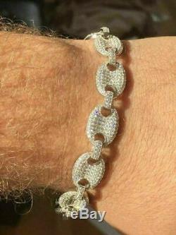 Hommes 12mm Gucci Bracelet Massif 925 Argent Icy Man Made Diamant 6-9