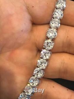 Hommes 35ct Lab Diamant Ligne Unique Tennis Bracelet Argent Massif 925 Sterling 7mm
