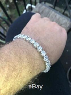 Hommes 35ct Lab Diamant Ligne Unique Tennis Bracelet Argent Massif 925 Sterling 7mm