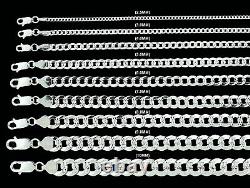 Hommes Bracelet ou Collier Chaîne CUBAINE en Argent Massif 925 avec Taille de Diamant