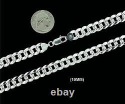 Hommes Bracelet ou Collier Chaîne CUBAINE en Argent Massif 925 avec Taille de Diamant