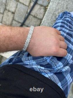 Hommes Real Solid 925 Argent Sterling Montres Personnalisées Bracelet De Lien 10mm