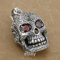 Huge Heavy Ruby Eyes Skull 925 Sterling Silver Mens Biker Pendentif 9e007d Jp