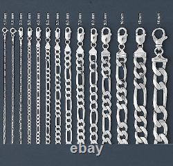 ITALIE 925 Collier-Bracelet de chaîne FIGARO en argent sterling - cheville - 1,4 mm 9 mm - 730