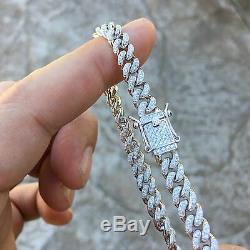 Iced Hommes Miami Cuba Bracelet Argent Massif 925 Sterling Micro Pave 8 X 6 MM