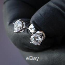 Iced Round Cut Hommes Petit Diamant Revisser Argent 925 Boucles D'oreilles