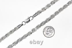 Italie 925 Argent Massif Chaîne en argent sterling diamantée ou bracelet en corde