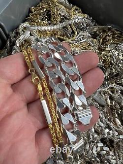 Italien 925 Sterling Silver Chaînes/bracelets Pour La Réparation Repolish Scrap Melt