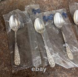 Lot de 6 cuillères à café en argent sterling Stieff Rose de 4 3/8 pouces