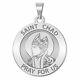 Médaille Religieuse Ronde Saint-chad Solide 14k Jaune, Or Blanc, Argent Sterling