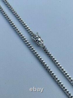 Men’s Miami Cuban Chain Solid 925 Sterling Silver 4mm 18-30 Box Lock Collier