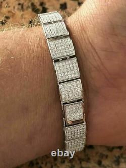 Mens Custom Made Icy Hip Hop Bracelet 925 Sterling Silver Diamond Rapper Icy