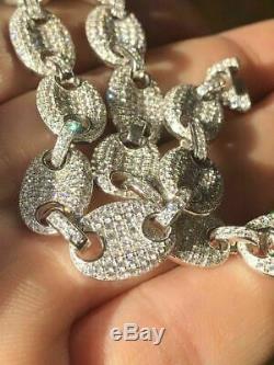 Mens Gucci Bouffantes Bracelet Massif Véritable Argent 925 Diamant Icy