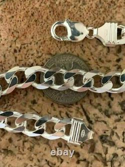 Mens Miami Cuban Link Bracelet Solid 925 Sterling Silver 8.5 11mm 38 Gram Italie