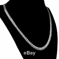 Mens Solid Real Argent 925 Miami Cuban Chain Link Italie Collier 20
