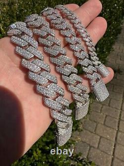 Moissanite Real Miami Cuban Link Pong Bracelet Iced Solid 925 Argent Sterling