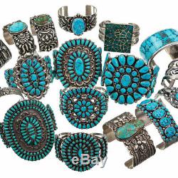 Natif Bijoux Américain Lot Turquoise En Argent Sterling Bague Bracelet Scrap Pas