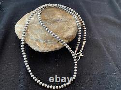 Native American Navajo Pearls 4mm Sterling Silver Bead Collier 18 Vente 820