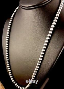 Native American Navajo Pearls 4mm Sterling Silver Collier De Perles 21 Vente