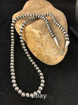 Native American Navajo Pearls 5 MM Collier De Perles D’argent Sterling 28sale 328