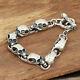 New Men’s Solid 925 Sterling Silver Bracelet Link Skull Chain Bijoux
