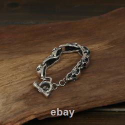 New Men’s Solid 925 Sterling Silver Bracelet Link Skull Chain Bijoux