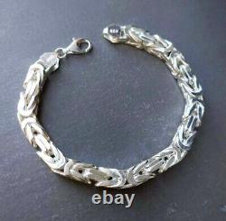 New Mens Kings Byzantine Chain Bracelet 8mm 75gr 9.05inch 925 Sterling Silver