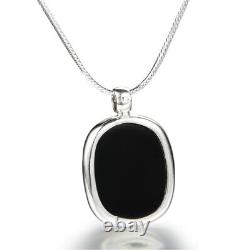 Obsidienne noire et crâne de cristal sculpté en argent sterling 925