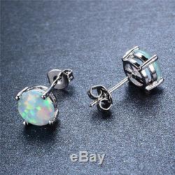 Opale Boucles D'oreilles En Argent Sterling De Bohème Bijoux Cadeau 7.4mm X 7.4mm