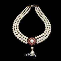 Ovale 6x4mm Ruby Seulement Chauffée Baroque Perle En Argent 925 Collier De 16,5 Pouces