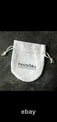 Pandora Véritable Argent Sterling Gris Double Gainé De Cuir Bracelet 38cm + Étui