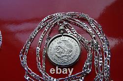 Pendentif Mexican Silver Eagle & Snake Coin 28.925 Sterling Silver Chaîne