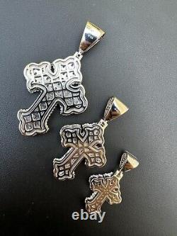 Pendentif croix gothique MOISSANITE, collier baguette givré en argent 925 réel, 3 tailles