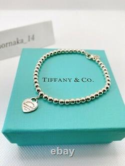 Près De Mint Tiffany & Co Retour À Bracelet Bleu Argent Sterling 925 Avec Box