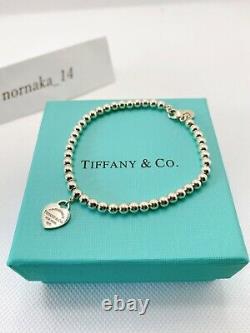 Près De Mint Tiffany & Co Retour À Bracelet Bleu Argent Sterling 925 Avec Box