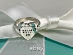 Rare Tiffany & Co. Argent Sterling 925 Retour À Tiffany 12mm Anneau De Signet De Coeur