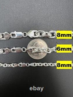 Real 925 Anchor Argent Sterling Chaîne De Câble / Bracelet Collier Rolo 4-8mm Italie