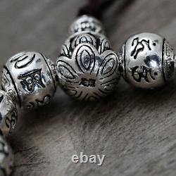 Real 925 Sterling Silver Bracelet Link Chain Perles Lection Om-mani-padme-hum Hommes