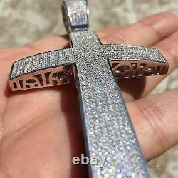 Real 925 Sterling Silver Cross Big Hip Hop Pendentif Iced Flooded Micro Pave 3.25