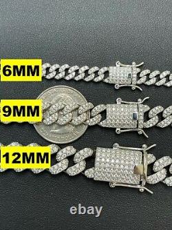 Real Miami Cuban Link Bracelet Iced Diamond Out Solid 925 Argent Sterling Heavy