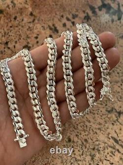 Real Miami Cuban Link Chain Or Bracelet Solid 925 Sterling Silver Box Lock Italie