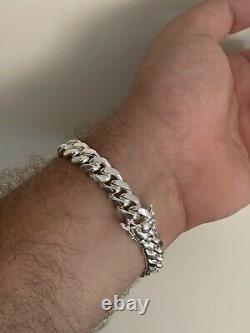 Real Miami Cuban Link Chain Or Bracelet Solid 925 Sterling Silver Box Lock Italie