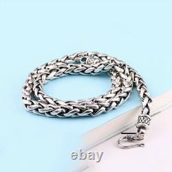 Real Solid 925 Sterling Silver Collier Tressé Chaîne Hommes 20 26