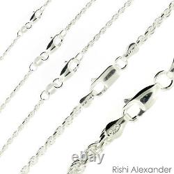 Real Solid Sterling Silver Diamond Cut Rope Chain Mens Boys Bracelet Ou Collier