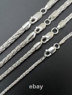 Real Solide 925 Sterling Silver Spiga Rope Chaîne Collier De Blé 2-5mm 16-30