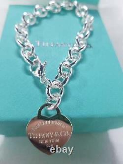 Retour À Tiffany & Co. Heart Tag Charm Bracelet 925 Sterling Argent